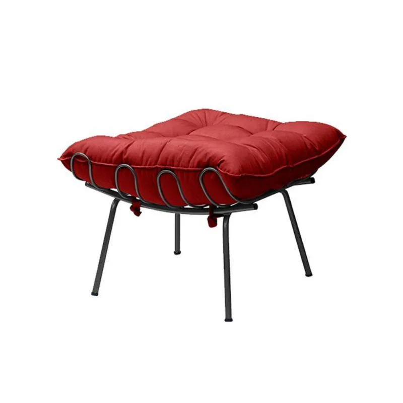 Puff Sala de Estar Abel Pés Preto Suede Vermelho