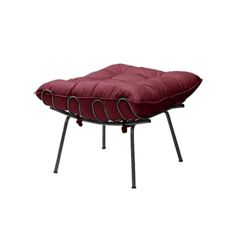 Puff Sala de Estar Abel Pés Preto Suede Bordô Gran Belo