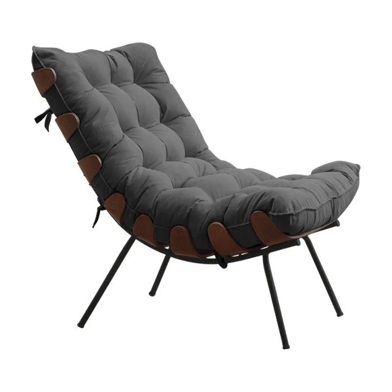 Poltrona Sala De Estar Base De Madeira Preto Suede Cinza