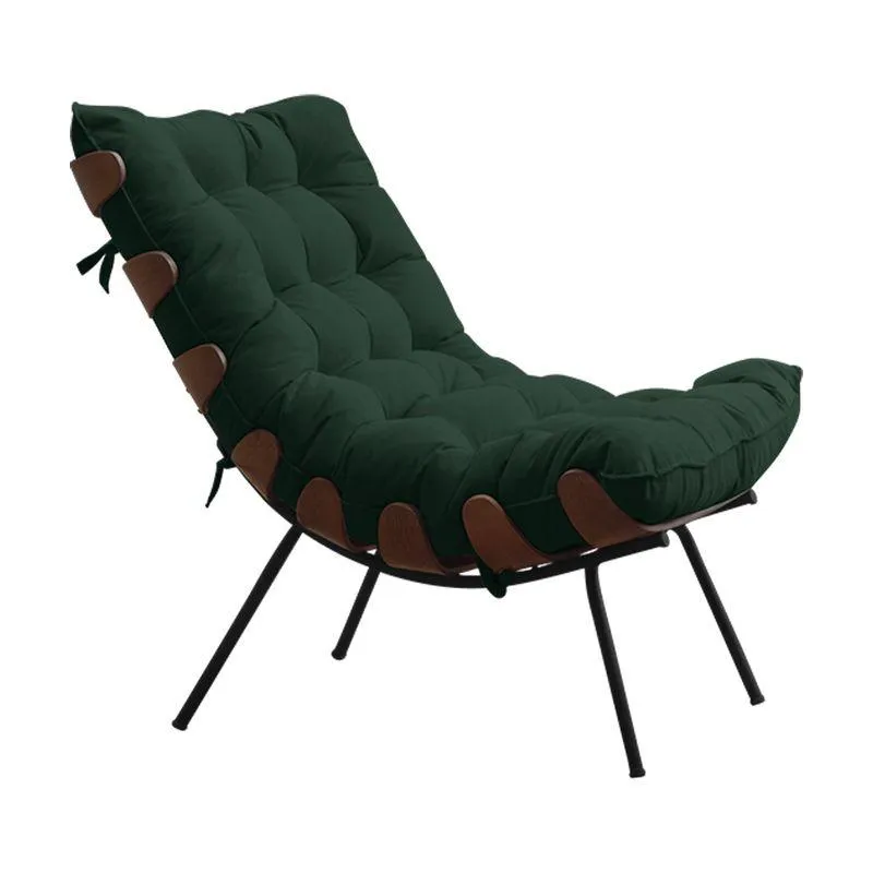 Poltrona Sala De Estar Base De Madeira Preto Suede Verde