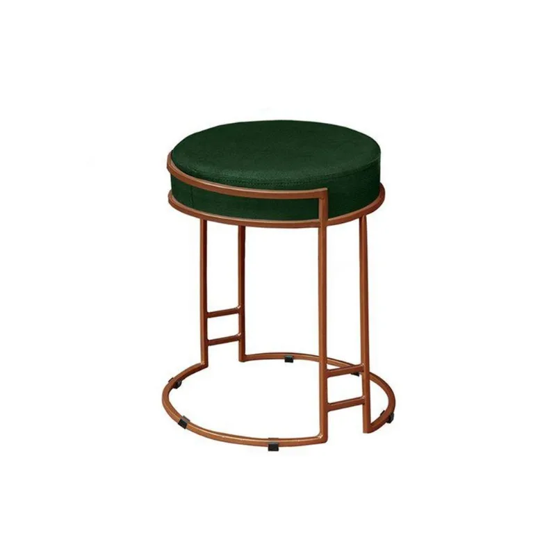 Puff Redondo Sakura Base Metal Bronze Suede Verde
