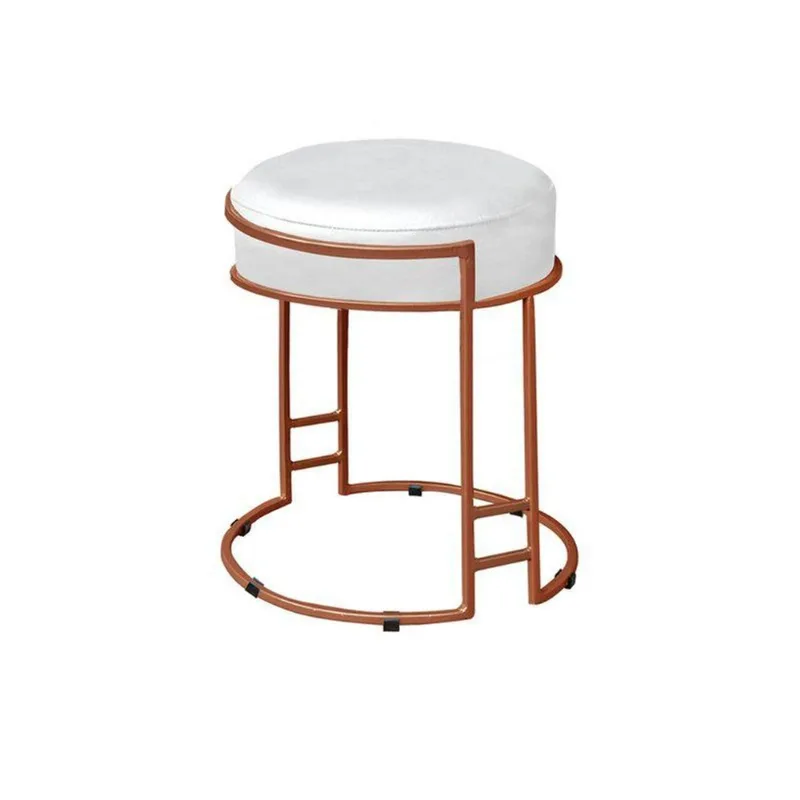 Puff Redondo Sakura Base Metal Bronze Corano Branco