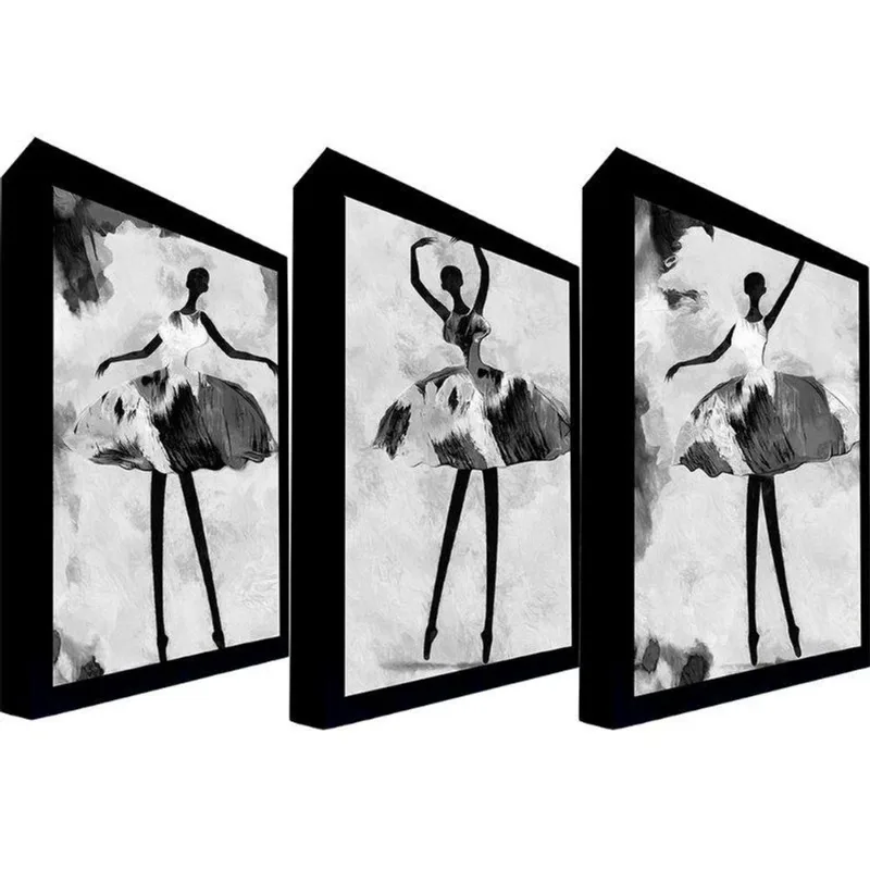 Quadros 135x80 Cm Bailarina 005 Com Moldura Laqueada Preto - Gran Belo