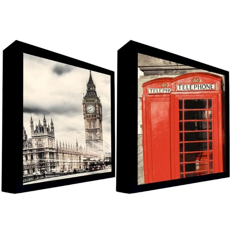 Quadros 50x70 Cm Londres 003 Com Moldura Laqueada Preto
