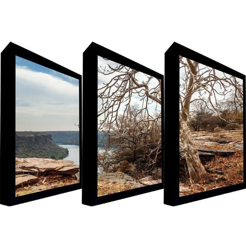 Quadros 50x70 Cm Paisagem 004 Com Moldura Laqueada Preto