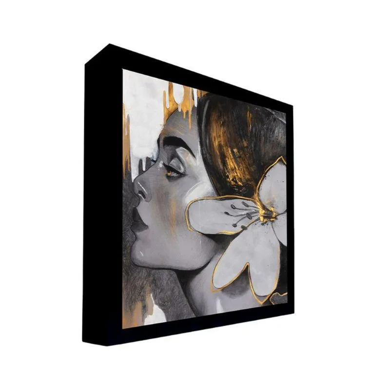 Quadro 100x70 Cm Mulher 016 com Moldura Laqueada Preto - Gran Belo