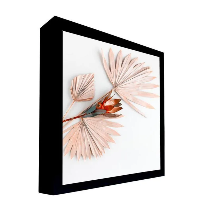 Quadro 135x80 Cm Flor 021 com Moldura Laqueada Preto - Gran Belo