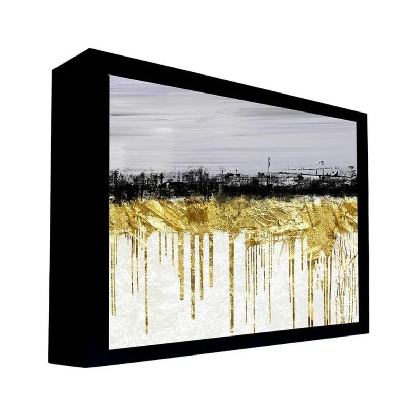 Quadro 50x70 Cm Abstrato 011 com Moldura Laqueada Preto - Gran Belo