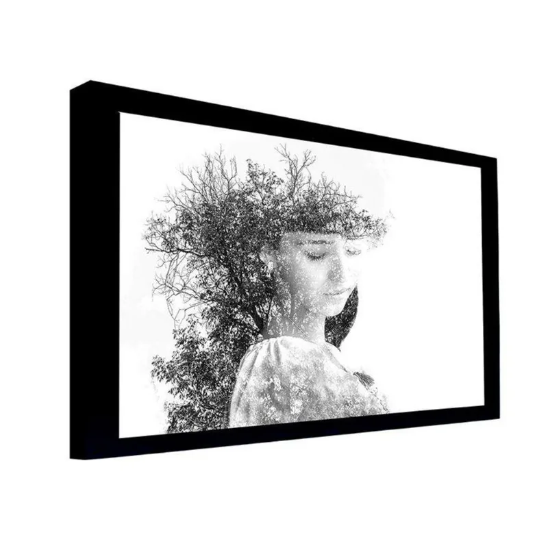 Quadro 100x70 Cm Mulher 027 com Moldura Laqueada Preto - Gran Belo
