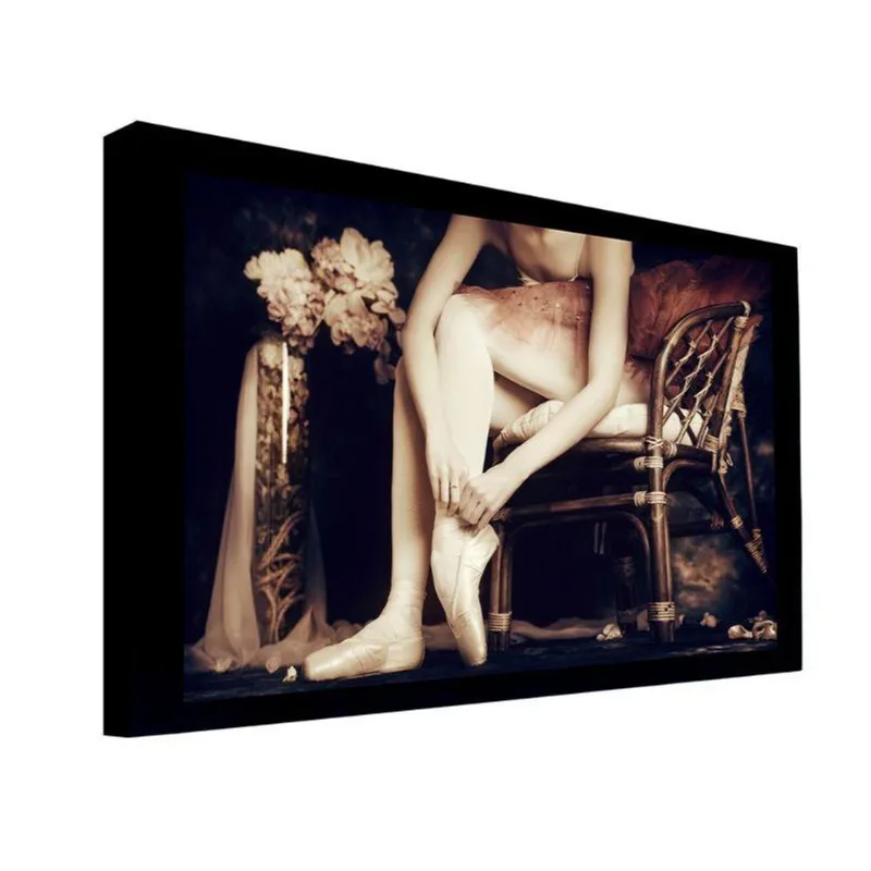 Quadro 135x135 Cm Bailarina 030 com Moldura Laqueada Preto - Gran Belo
