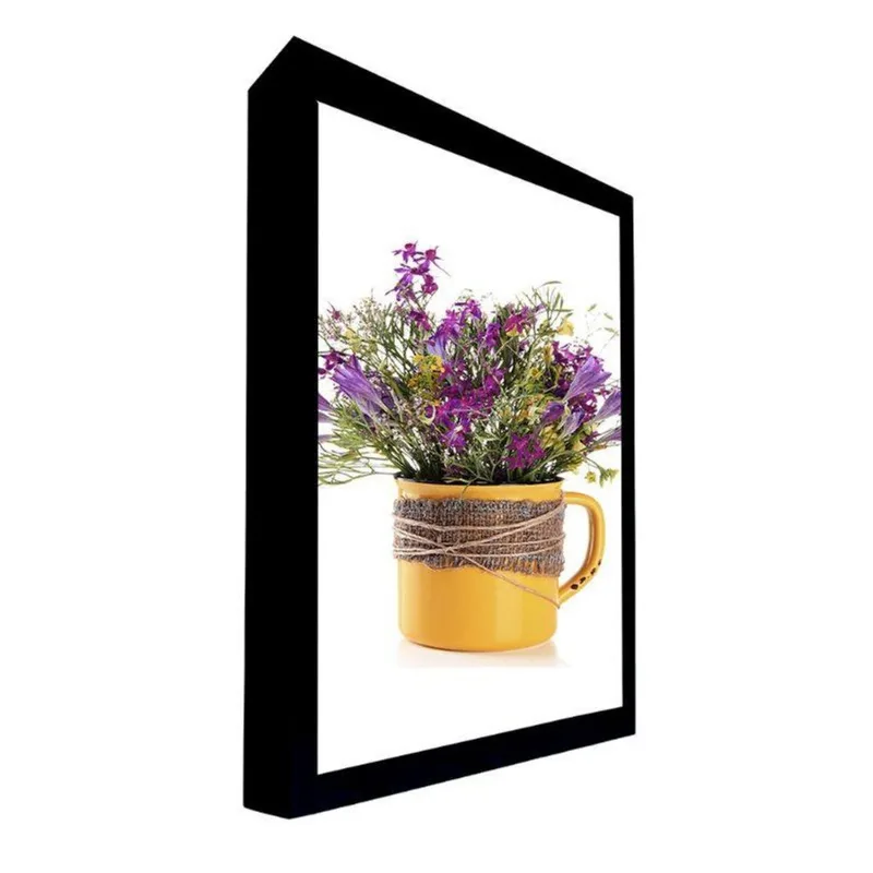 Quadro 135x80 Cm Flor 024 com Moldura Laqueada Preto - Gran Belo