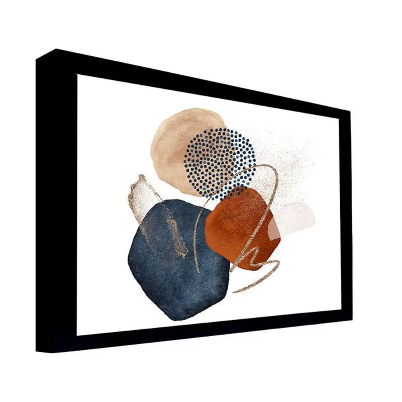 Quadro 100x70 Cm Abstrato 043 com Moldura Laqueada Preto - Gran Belo
