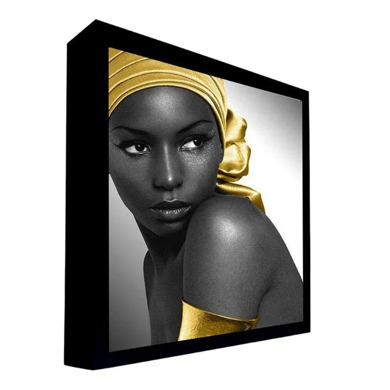 Quadro 135x80 Cm Mulher 048 com Moldura Laqueada Preto - Gran Belo