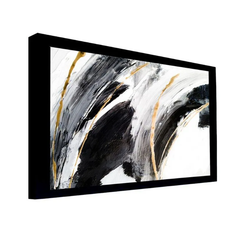 Quadro 50x70 Cm Abstrato 037 com Moldura Laqueada Preto - Gran Belo