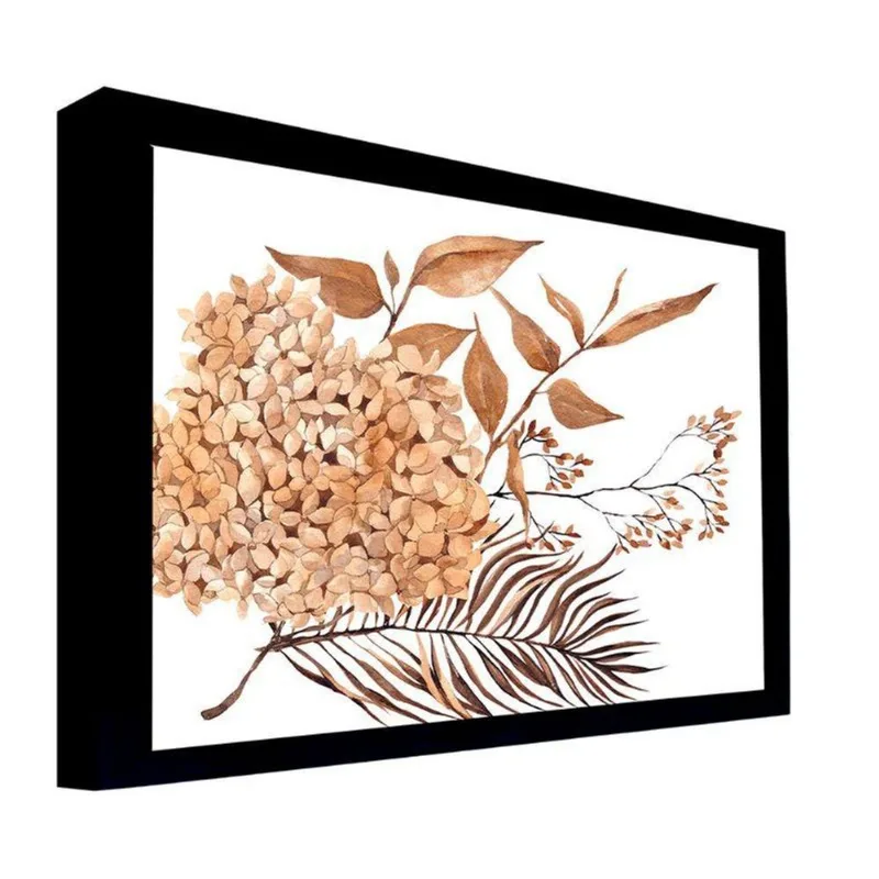 Quadro 50x70 Cm Folha 044 com Moldura Laqueada Preto - Gran Belo