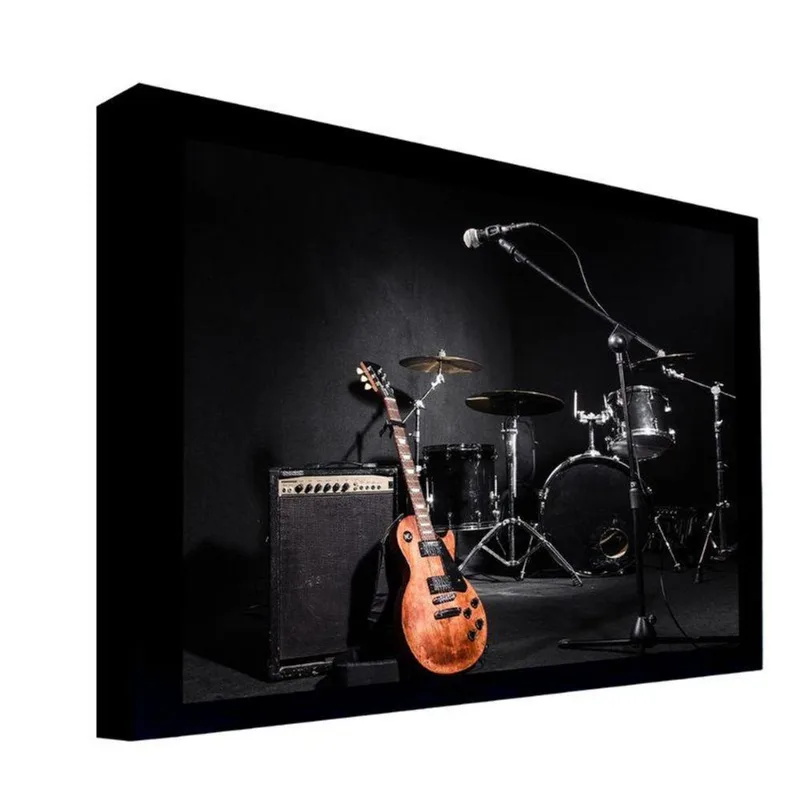 Quadro 135x135 Cm Instrumento com Moldura Laqueada Preto - Gran Belo