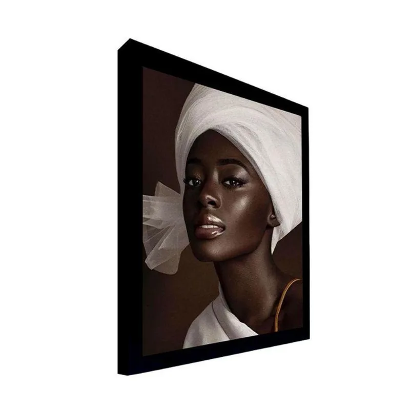 Quadro 135x135 Cm Mulher 055 com Moldura Laqueada Preto - Gran Belo