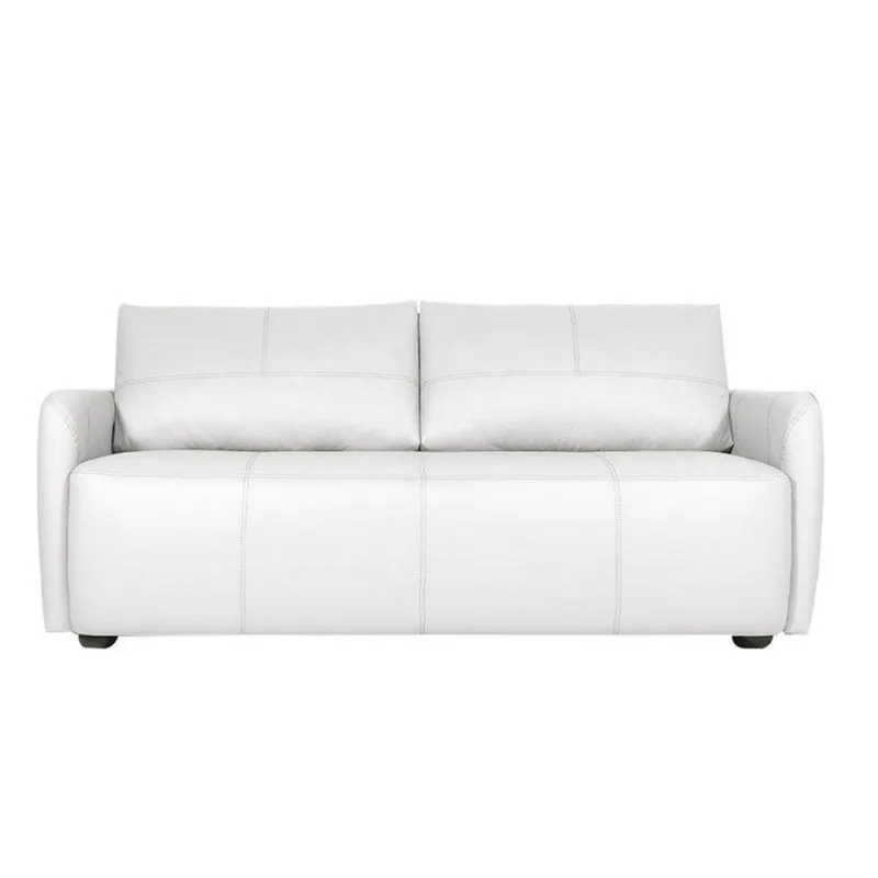 Sofá Sala de estar Lily 3 Lugares 200cm Couro Branco