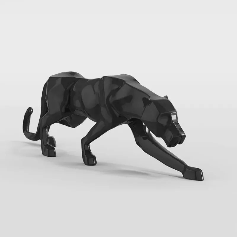 Escultura Decorativa Pantera Caminhando M Preto Brilho G07 - Gran Belo