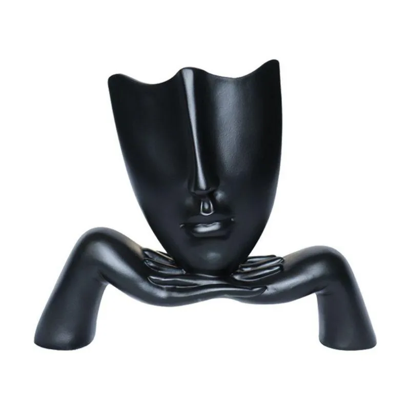 Escultura Mascara Descanso Preto Fosco Gran Belo