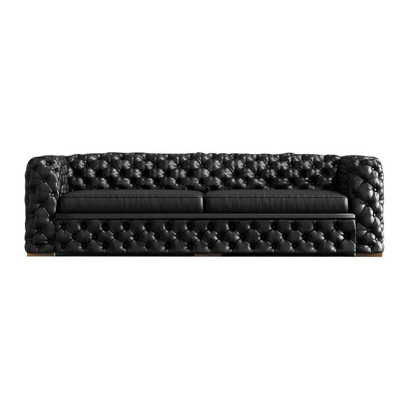 Sofá 4 Lugares Gênova 280cm Couro Preto