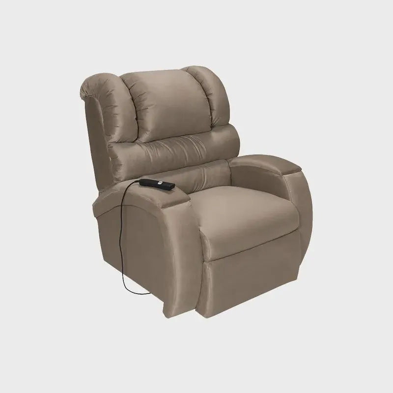 Poltrona do Papai Reclinável Elétrica com Controle Sala de Estar Oasis Veludo Nude G23 - Gran Belo