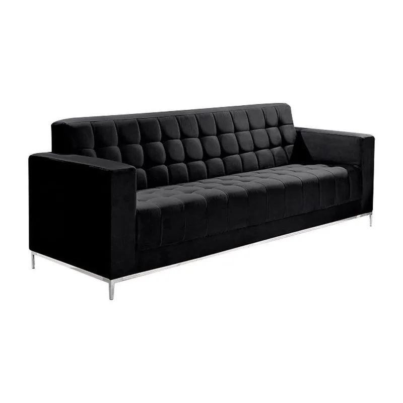Sofá 2 Lugares 150cm Marshal Veludo Preto - Gran Belo