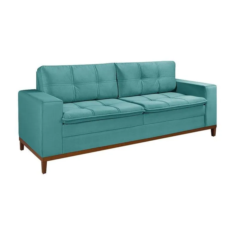 Sofá 2 Lugares 230cm Barney Veludo Azul Claro - Gran Belo