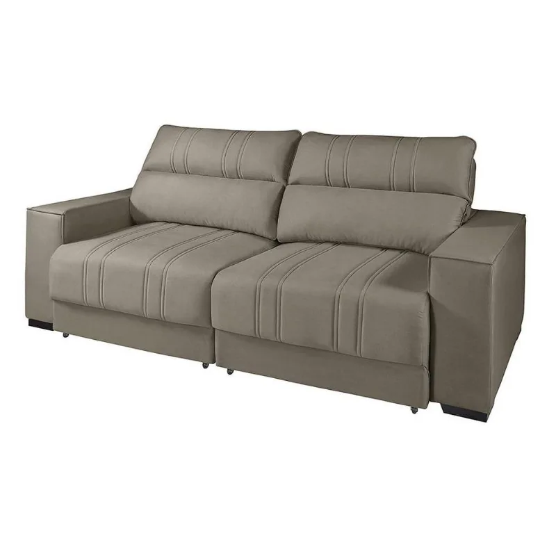 Sofá Retrátil E Reclinável Sparrow 233Cm Veludo Nude - Gran Belo