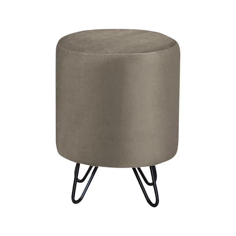 Puff Decorativo Sala De Estar Pés Metal Cork Veludo Fendi