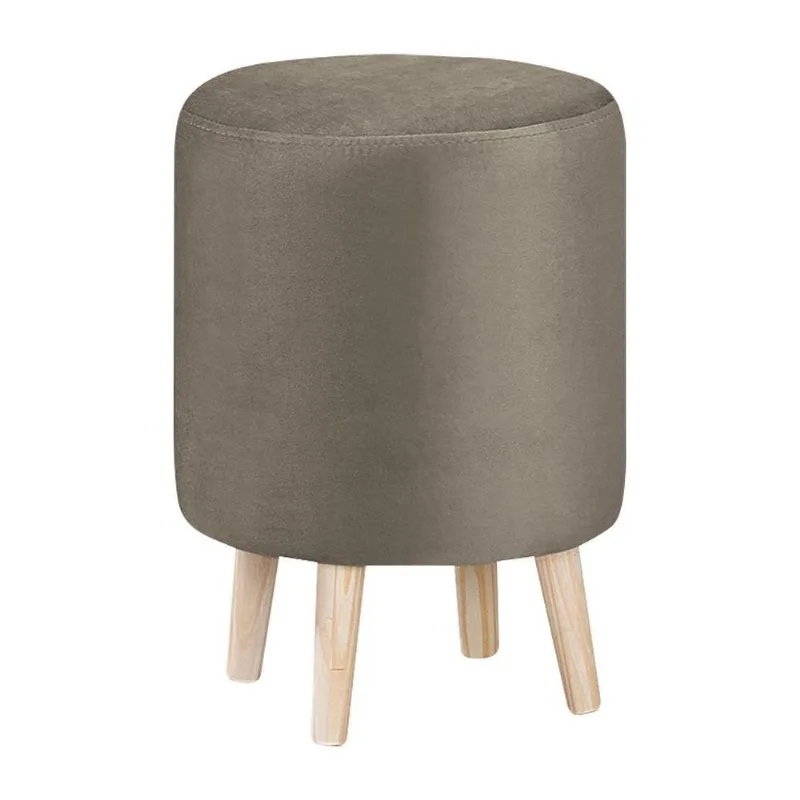 Puff Decorativo Sala De Estar Pés Palito Cork Veludo Fendi - Gran Belo