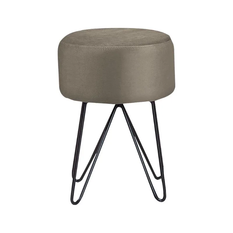Puff Decorativo Sala De Estar Pés Metal Iene Veludo Fendi - Gran Belo