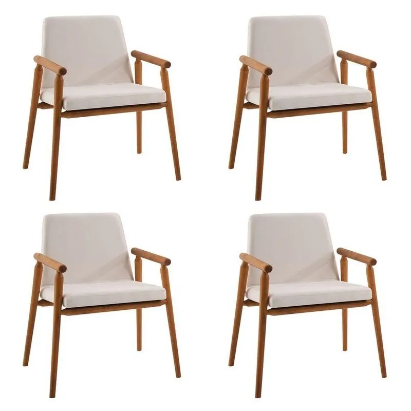 Kit 4 Cadeiras Decorativa Sala De Jantar Sidnei Suede Off White - Gran Belo