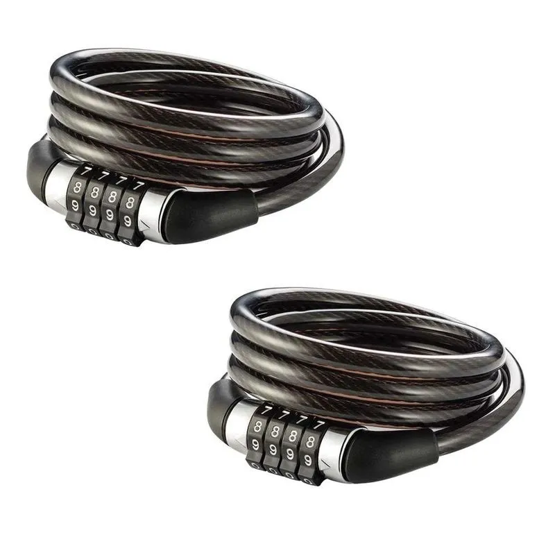 Kit 2 Cadeados De Aço Bi012 Para Bicicleta Com Senha Cabo 8mm Preto - Atrio