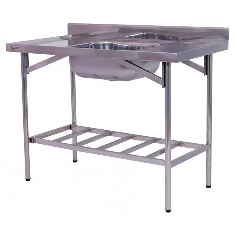 Pia Industrial Benfati Inox 430 150x60cm Paneleiro Gradeado Com 1 Cuba 502gr