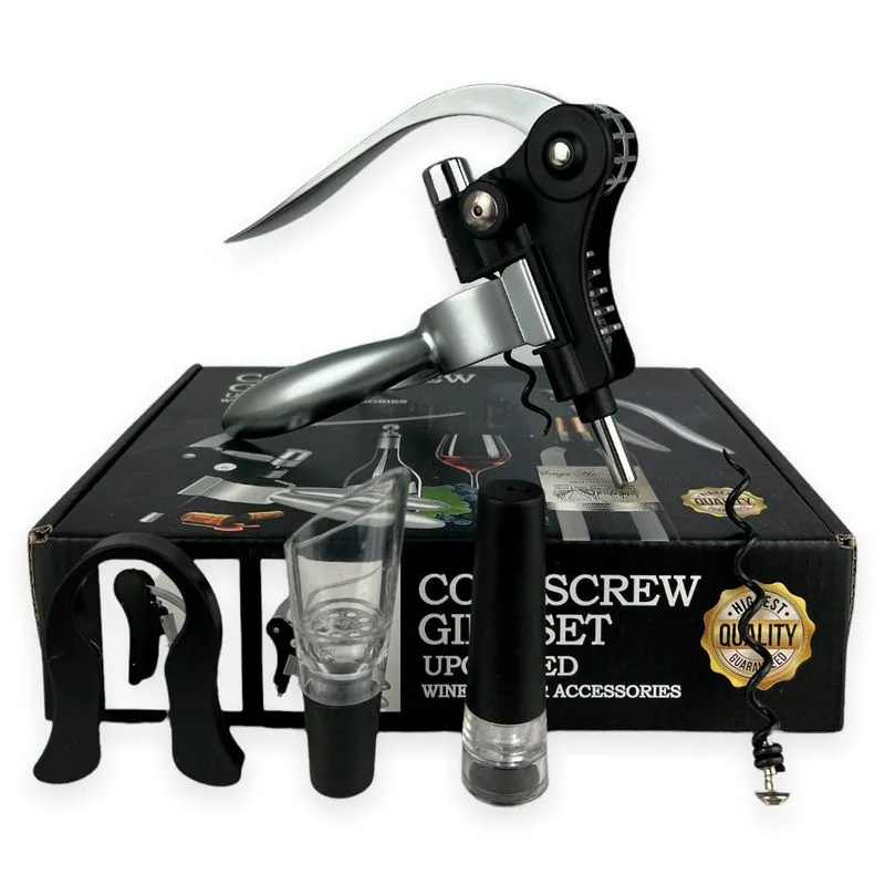 Kit Abridor De Vinho Profissional Saca Rolha Com Acessórios