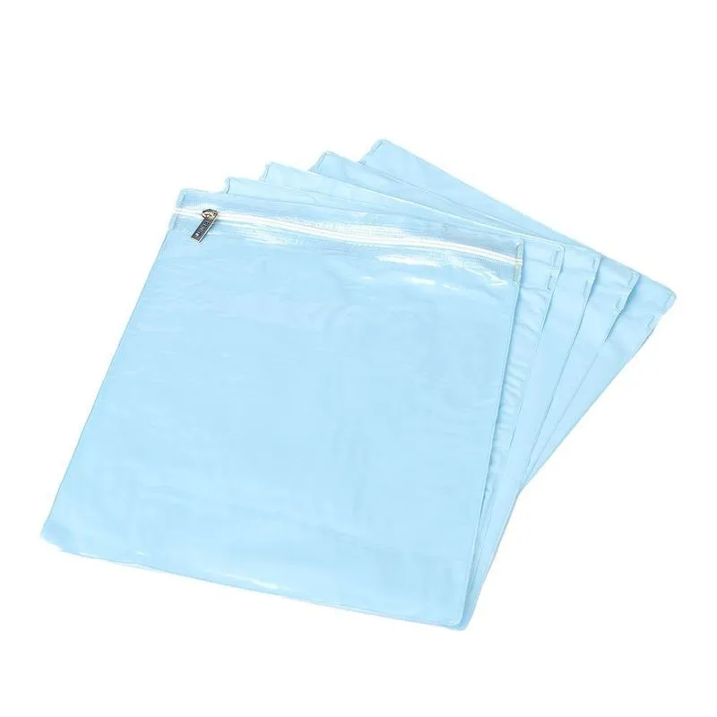 Kit 5 Pçs Saquinhos Organizadores Impermeáveis Com Zíper Azul Bebê
