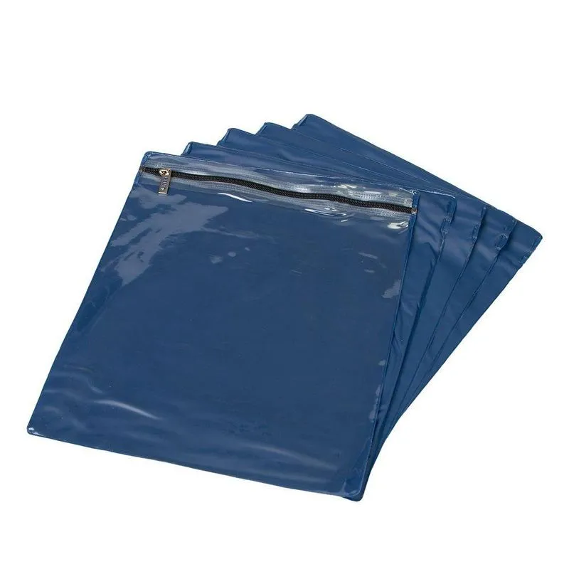 Kit 5 Pçs Saquinhos Organizadores Impermeáveis Com Zíper Azul Marinho