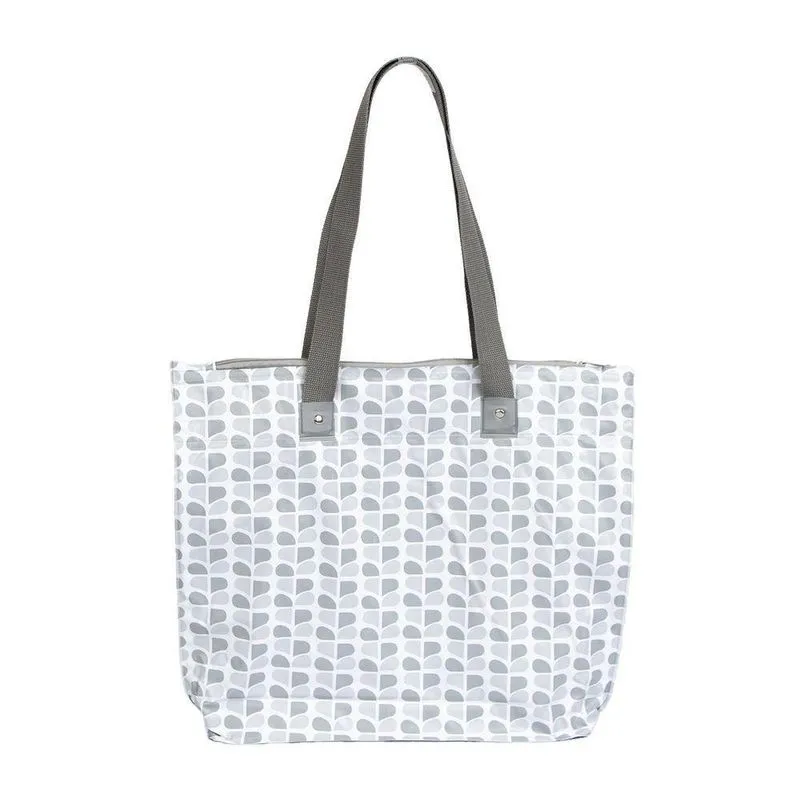 Sacola Bolsa De Praia Impermeável Com Zíper E Bolso Interno Cinza Estampa
