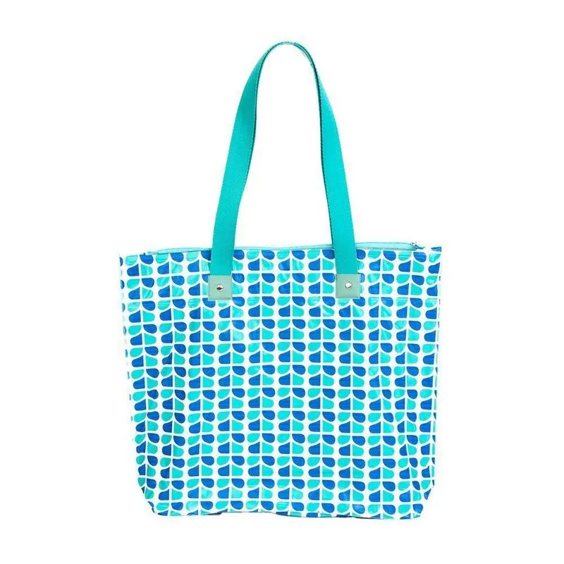 Sacola Bolsa De Praia Impermeável Com Zíper E Bolso Interno Azul
