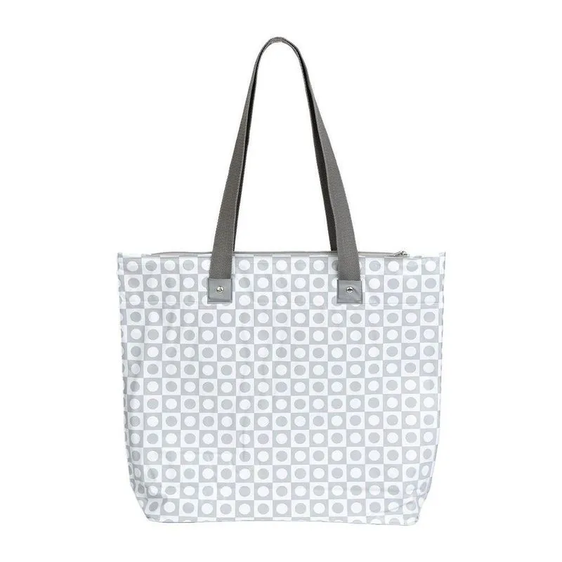 Sacola Bolsa De Praia Impermeável Com Zíper E Bolso Interno Chess Cinza