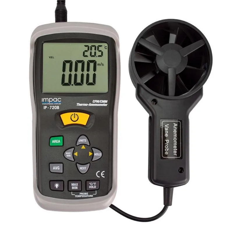 Termo Anemômetro Digital Velocidade Fluxo Ar Ip-720b Impac