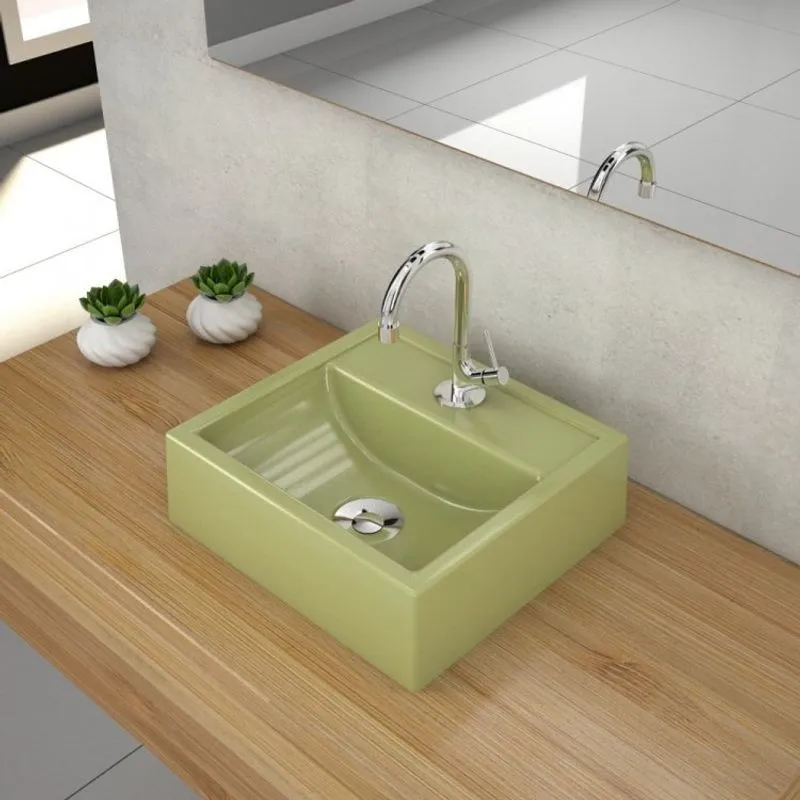 Kit Cuba Q32 com Torneira 1198 Metal e Válvula Click 1''B + Sifão Pvc e Flexível Compace Verde Acqua