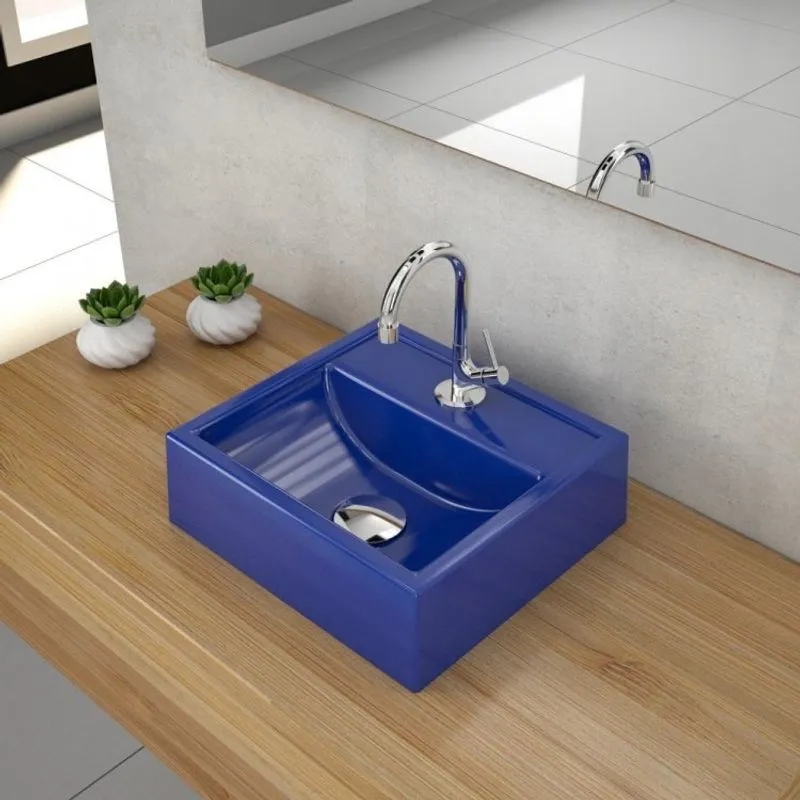 Kit Cuba Q32 com Torneira 1198 Metal e Válvula Click 1 1/2'' + Sifão Pvc e Flexível Compace Azul Escuro
