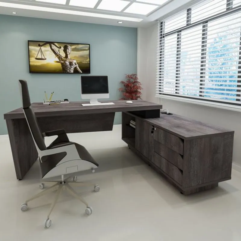 Mesa em L Origami em Tamburato Artany Terrano com Preto