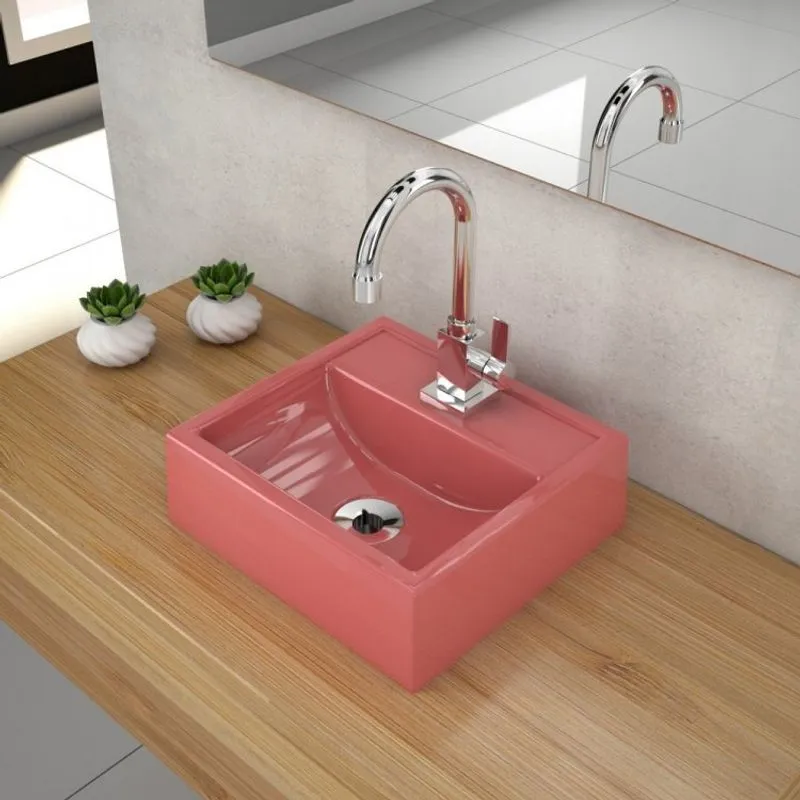 Kit Cuba Q32 com Torneira Luxo 1195 Metal e Válvula 1 Pol. Sifão PVC e Flexivel Rosa