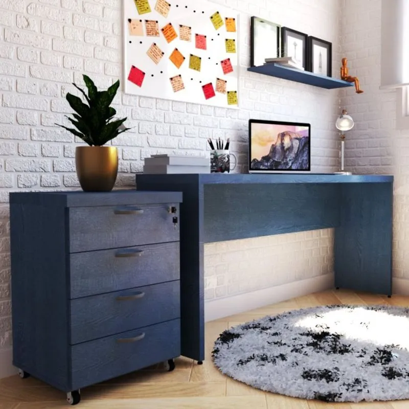 Mesa Reta Natus 40mm 140 Bramov Móveis Azul