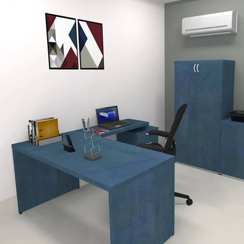 Mesa Reta Natus 40mm 140 Bramov Móveis Azul