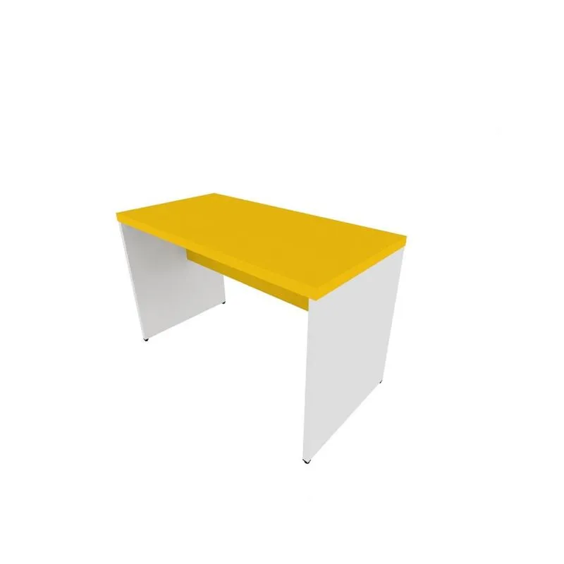 Mesa De Escritório Natus 40mm 140 Bramov Móveis Branco/Amarelo