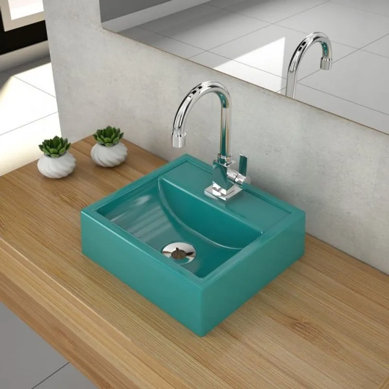 Kit Cuba Q32 com Válvula 1 Pol. e Sifão PVC e Flexivel Azul Turquesa